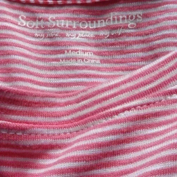 SOFT SURROUNDINGS Coral Striped Colette Tee Tunic Top Sz M Cotton Blend Tiered - Picture 3 of 5